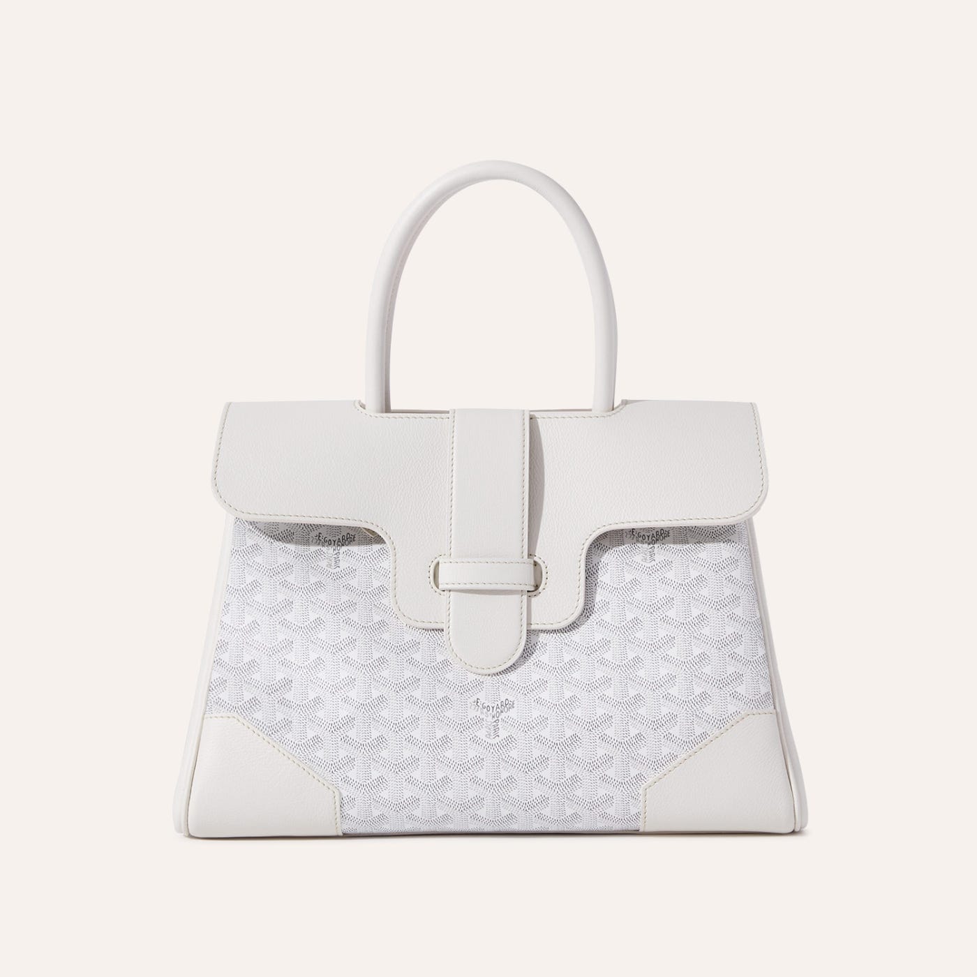 Goyard Saigon Tote White Goyardine Canvas Palladium Hardware - Image 1